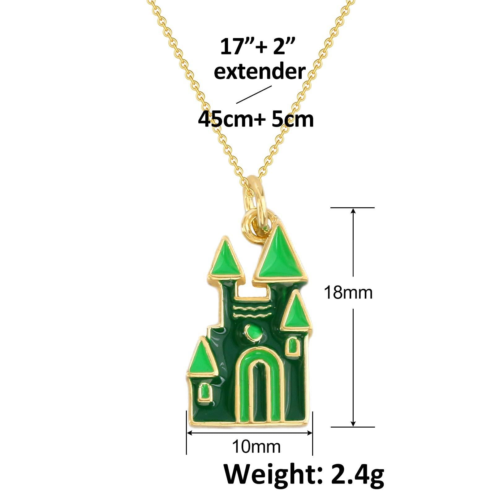 Wholesale Rabbit Unicorn Castle Pendant Necklace Christmas Theme 18K Gold Plated Copper Gift Boutique Resale