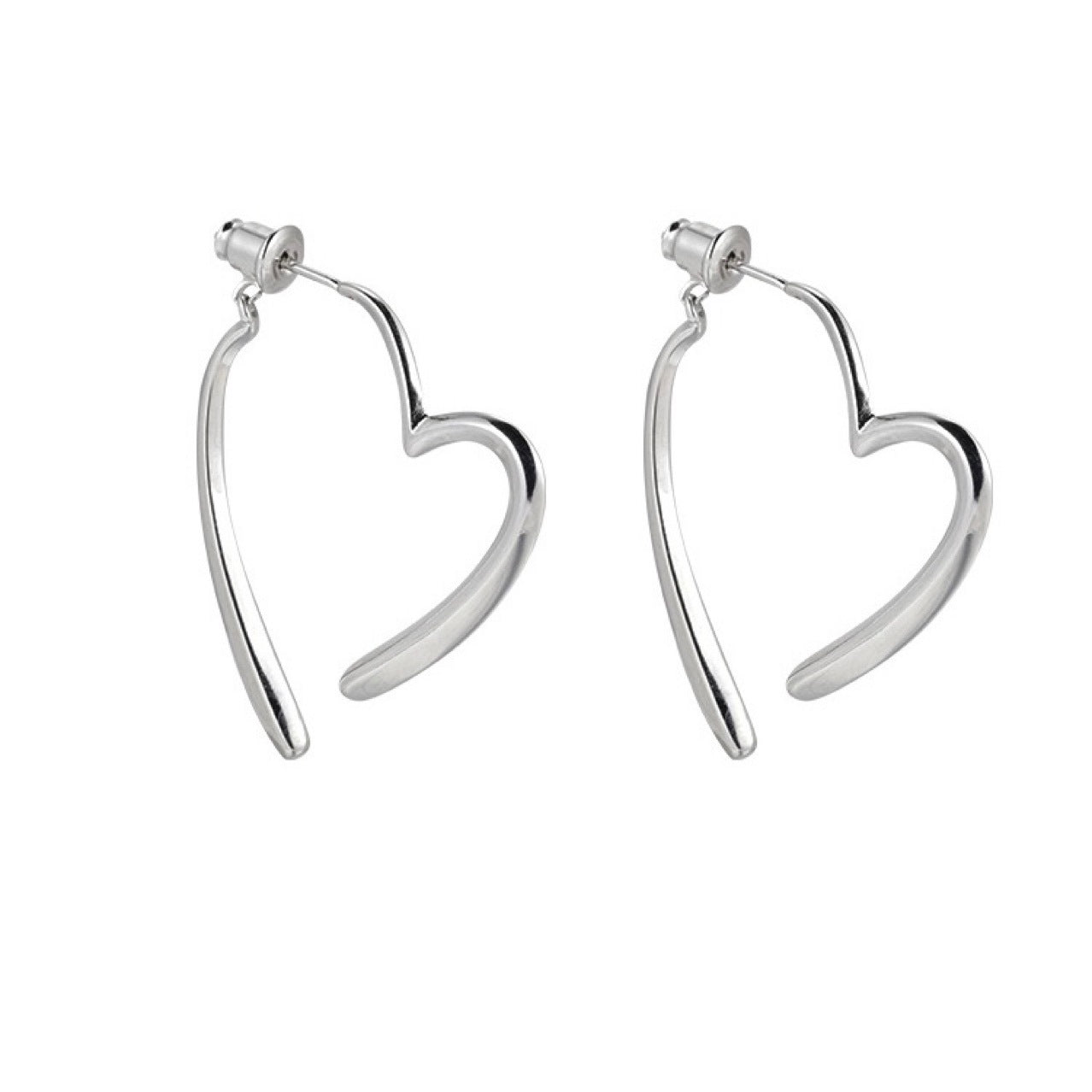 Pendientes de cobre de doble ensambla de corazón de metal al por mayor