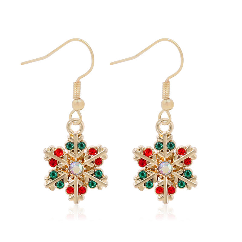 Wholesale Diamond Bell Snowflake Christmas Tree Earrings