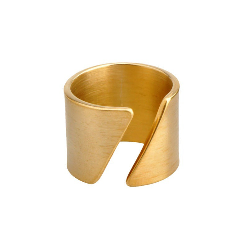 Wholesale Simple Index Finger Knuckle Stainless Steel Beveled Opening Gold Ring