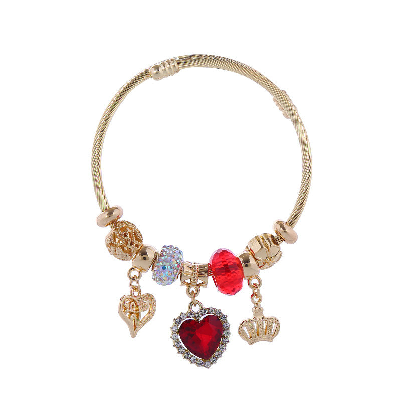 Wholesale DIY Alloy Love Heart Fashion Personality Versatile Diamond Adjustable Couple Bracelet