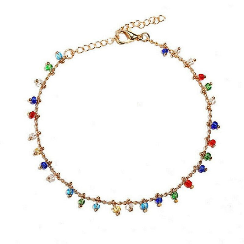 Wholesale Creative colorful eyes geometric chain beach anklet