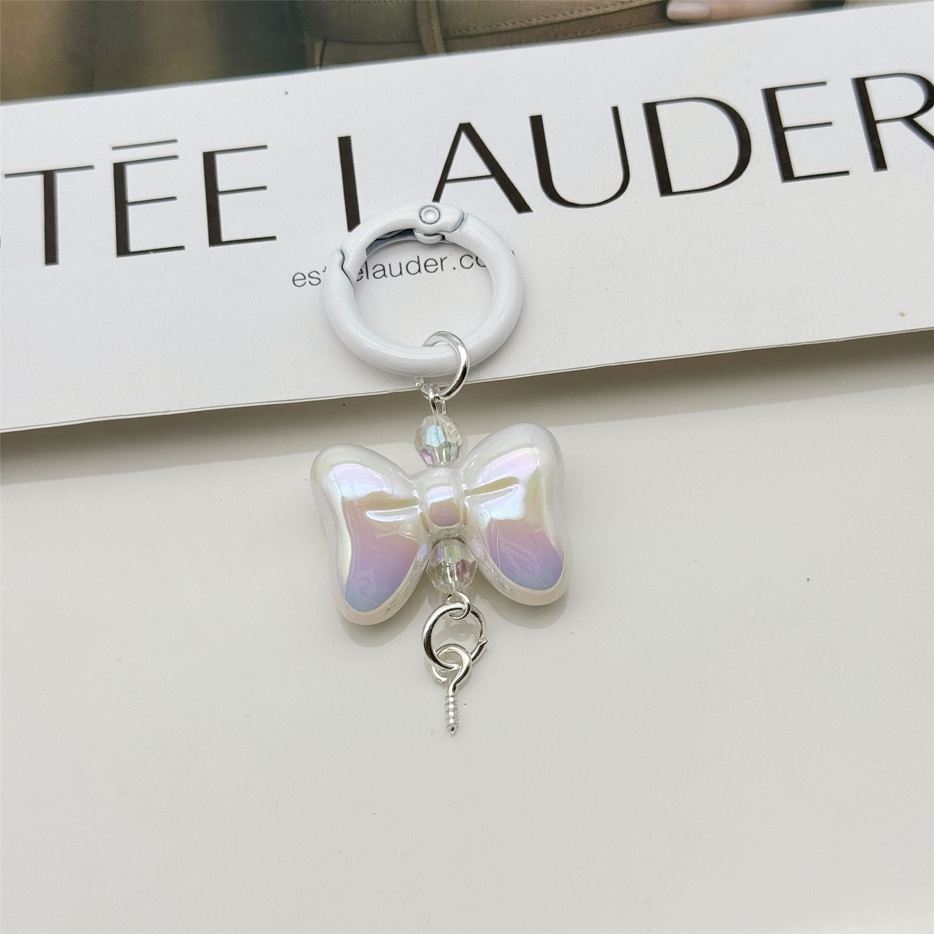 Wholesale Candy Color Bow Keychain Color Spring Buckle Cute Bag Pendant