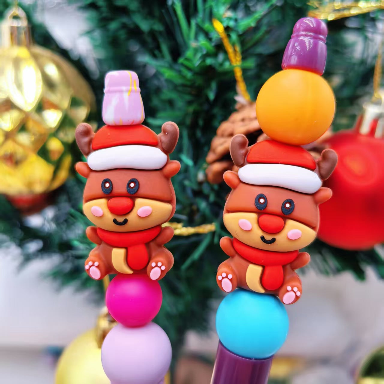 Wholesale 10pcs/pack 3D Christmas  Cartoon Focus Beads  DIY Silicone Beads