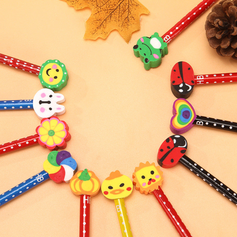 Wholesale Cute Cartoon HB Wooden Pencil with Eraser