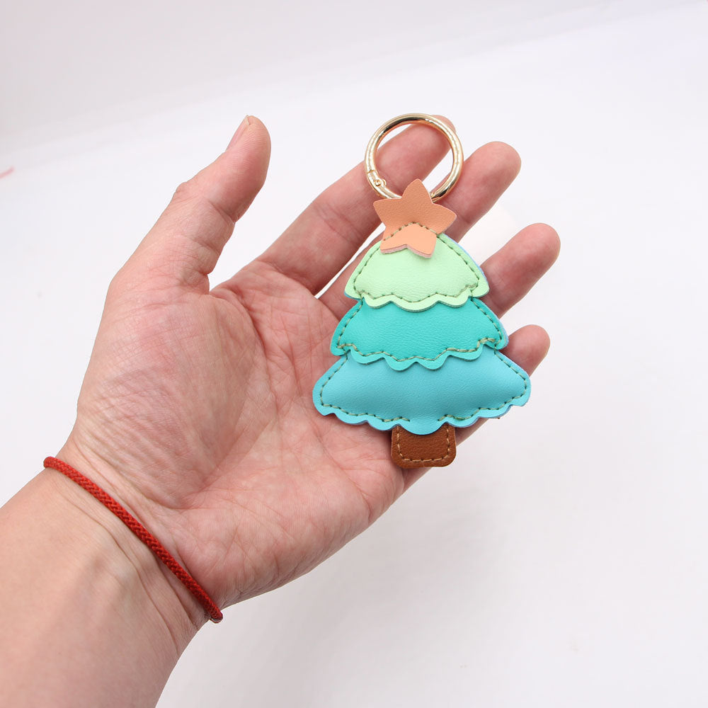 Wholesale Trendy Multi Layer Christmas Tree Leather Bag Charm Artificial Leather Light Green Pendant For Suitcase Handbag Car Key Fashion Accessory Gift