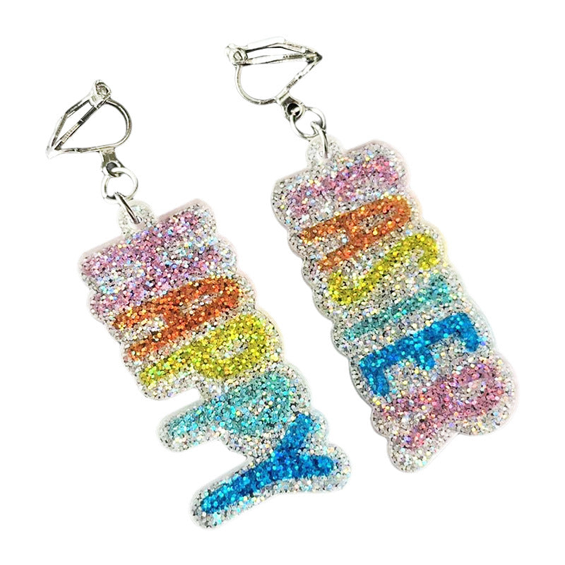 Wholesale 2pcs Easter Children Little Girl Rabbit Text Mushroom Element Shiny Earrings