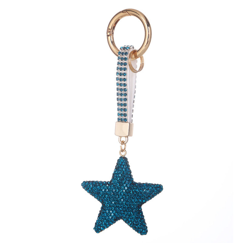 Wholesale Double-sided Diamond Studded Five Pointed Star Keychains