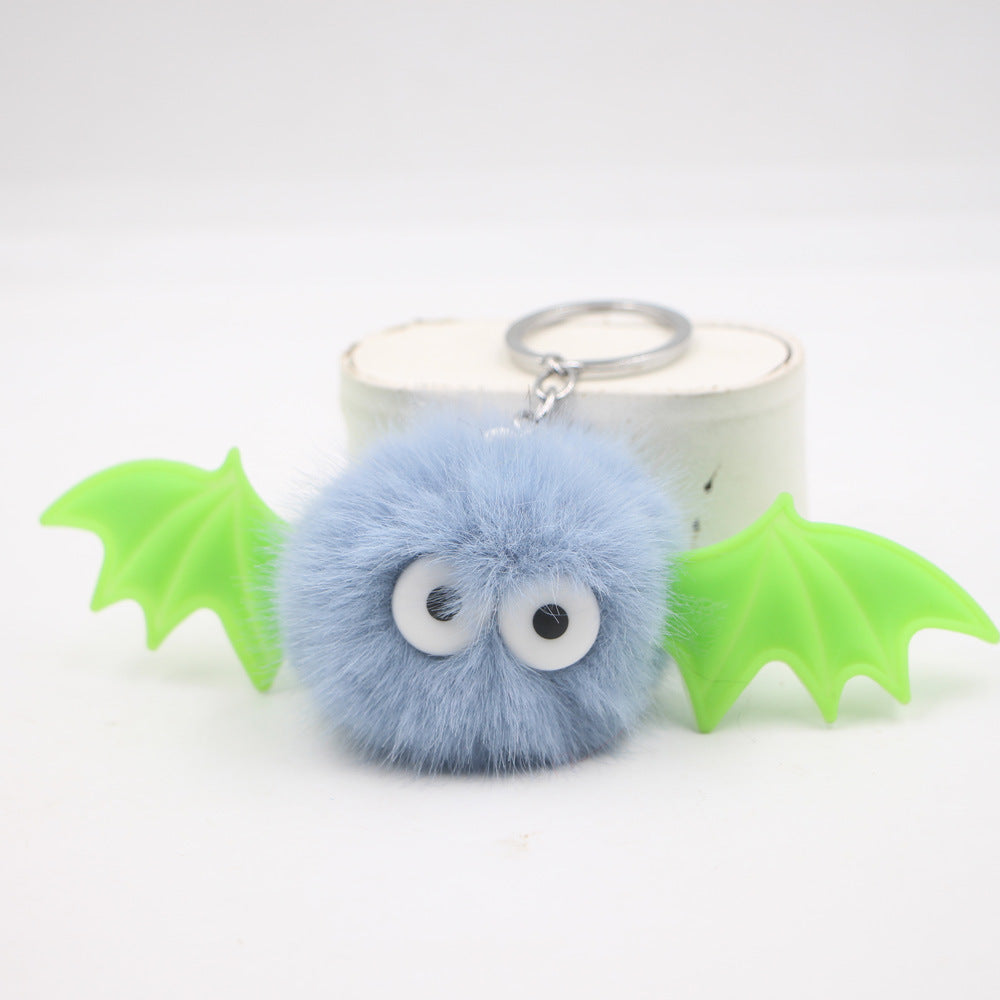 Wholesale Stylish  Black Bat Keychain Pendant Cute Plush Devil Design With Wings Zinc Alloy Hardware Bag Charm And Car Accessory