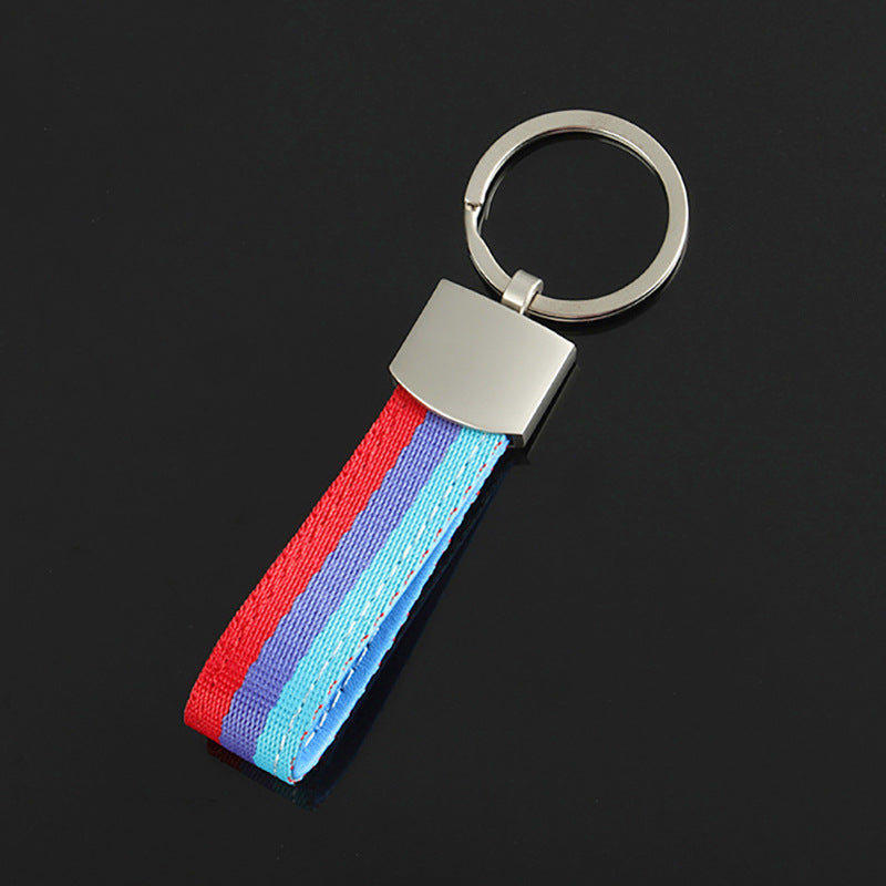 Wholesale 2pcs Three Color Nylon Woven Belt Zinc Alloy Keychain