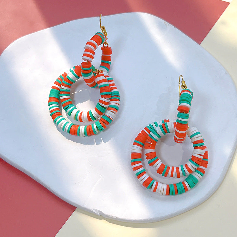 Wholesale Christmas Soft Clay Hollow Hoop Earrings