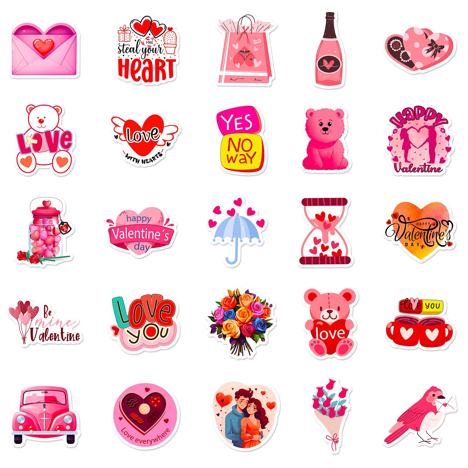 Wholesale 50pcs Cartoon Sweet Valentine' s Day Graffiti Stickers