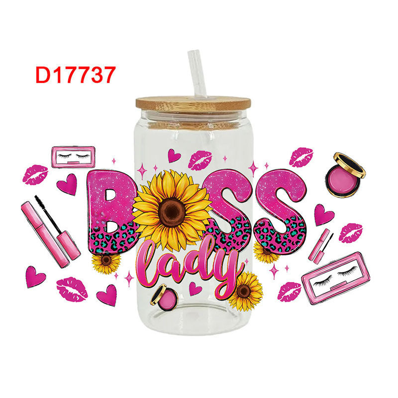 Wholesale Pink cosmetics shoes Mother's Day 16oz Cup UV DTF Wraps