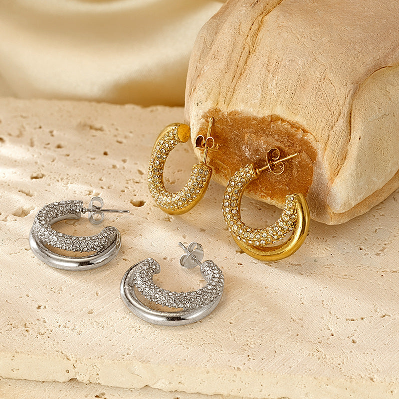 Wholesale Hoop Earrings Simple Earrings Elegant Stainless Steel Stud Earrings