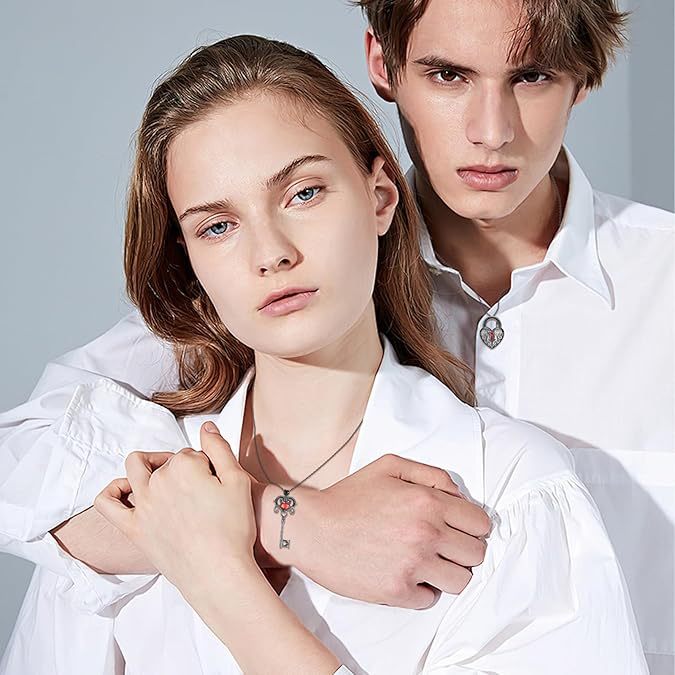 Wholesale  personality hollow diamond love clavicle chain key lock creative couple girlfriends gift necklace pendant pair