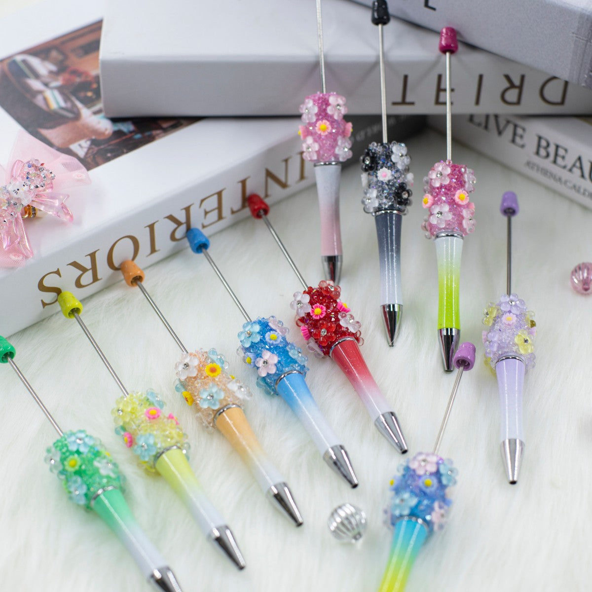 Wholesale 10pcs Dreamy Flower Starry Sky Sugar  beadable pens