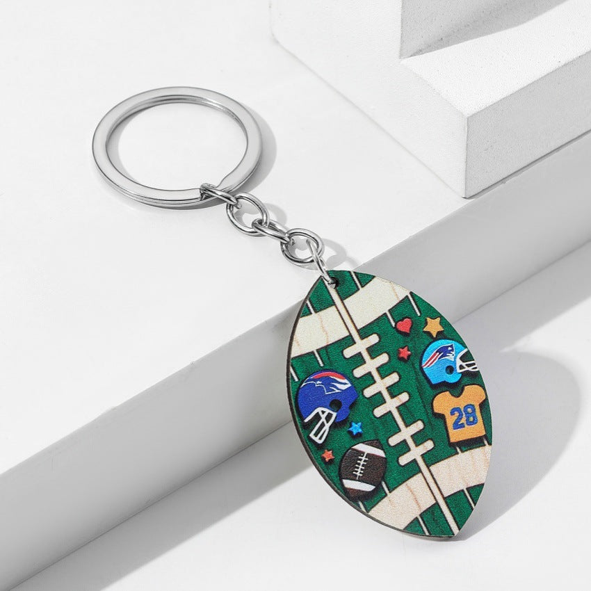 Wholesale Wooden Rugby Keychains