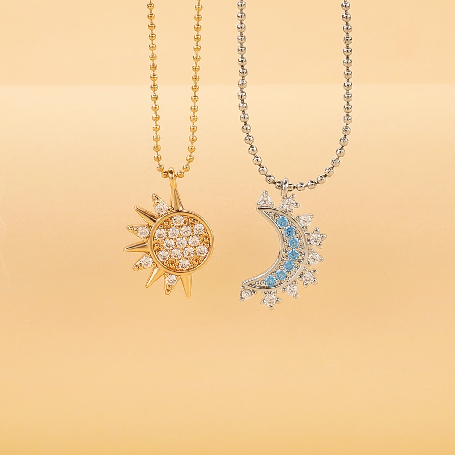 Wholesale Magnetic Sun Moon Lovers Copper Necklace Set