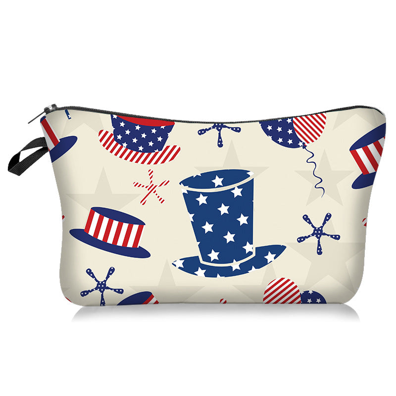 Bolsa cosmética del día de independencia de poliéster al por mayor