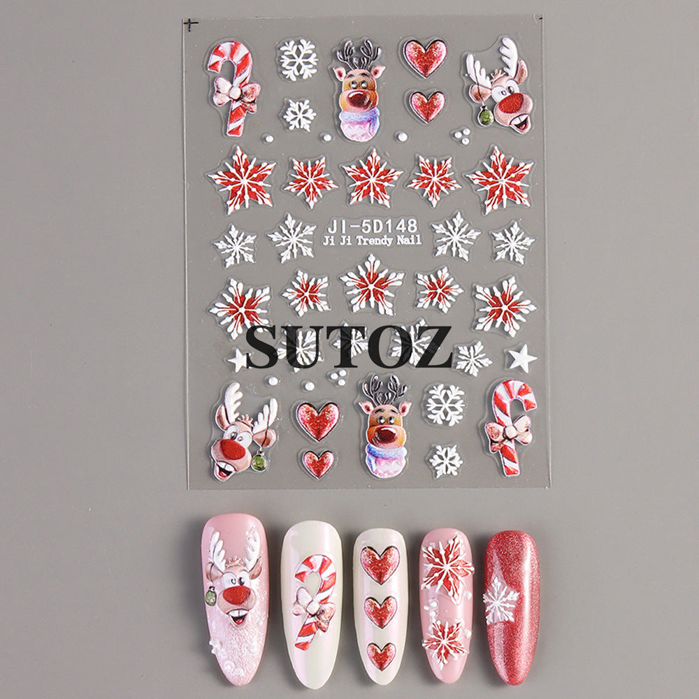 Wholesale Christmas 5D embossed nail art stickers