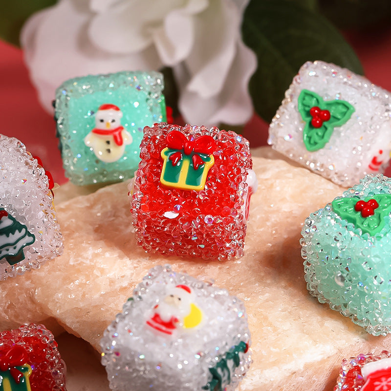 Wholesale  5pcs Christmas Sugar Square Beads DIY Bracelet Beads