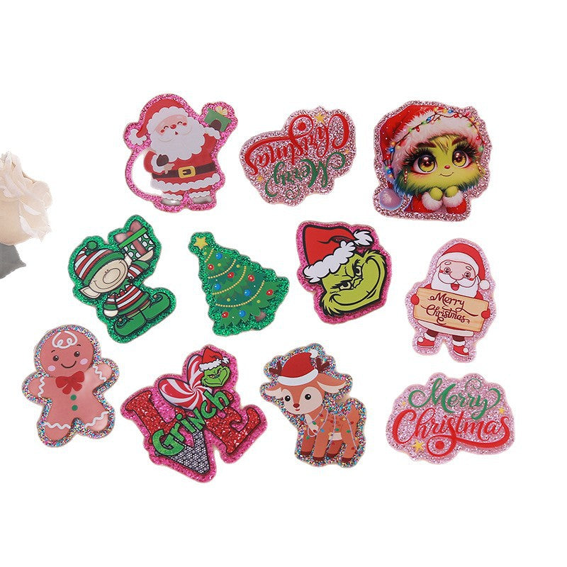 Wholesale 10pcs Glitter and Sparkle Christmas DIY Acrylic Patch