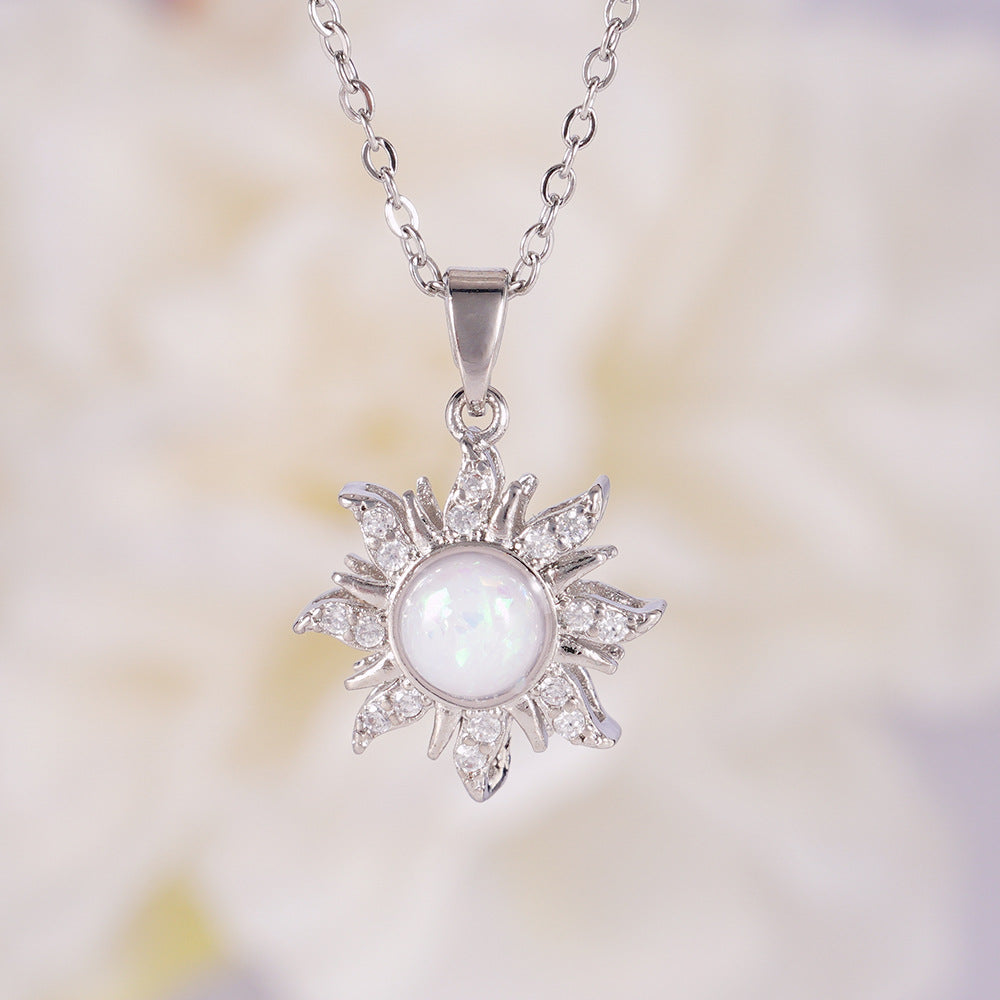 Wholesale Gold plated sun pendant with micro inlaid zircon necklace