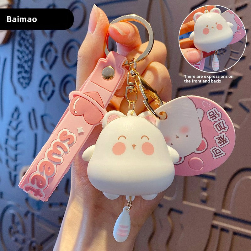 Wholesale Cute Cat Trendy Car Panda Keychains Couple Schoolbag Pendant