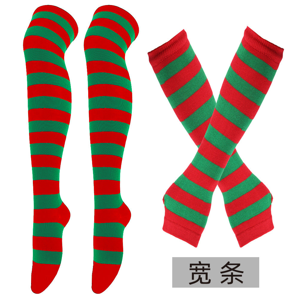 Wholesale Christmas Halloween High Striped Socks Gloves Set
