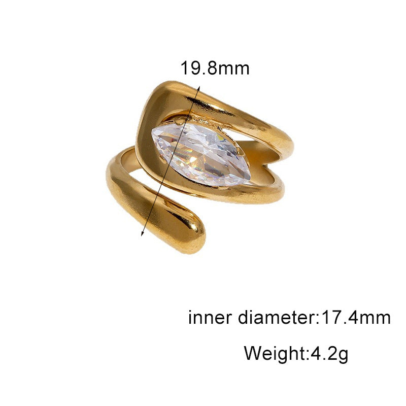 Wholesale Diamond-Set Titanium Steel Open Ring