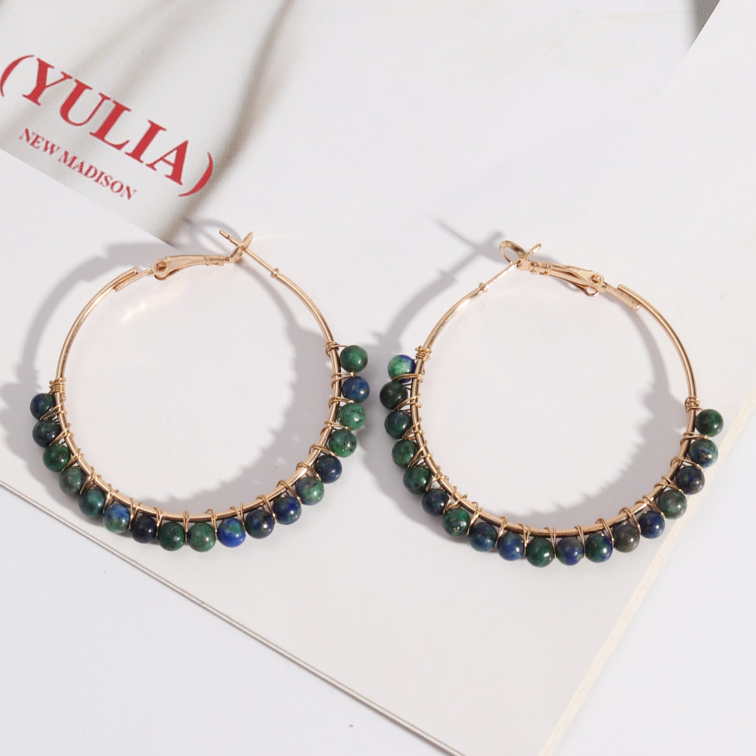 Wholesale Round Beaded Stone Hand-wound Versatile Earrings