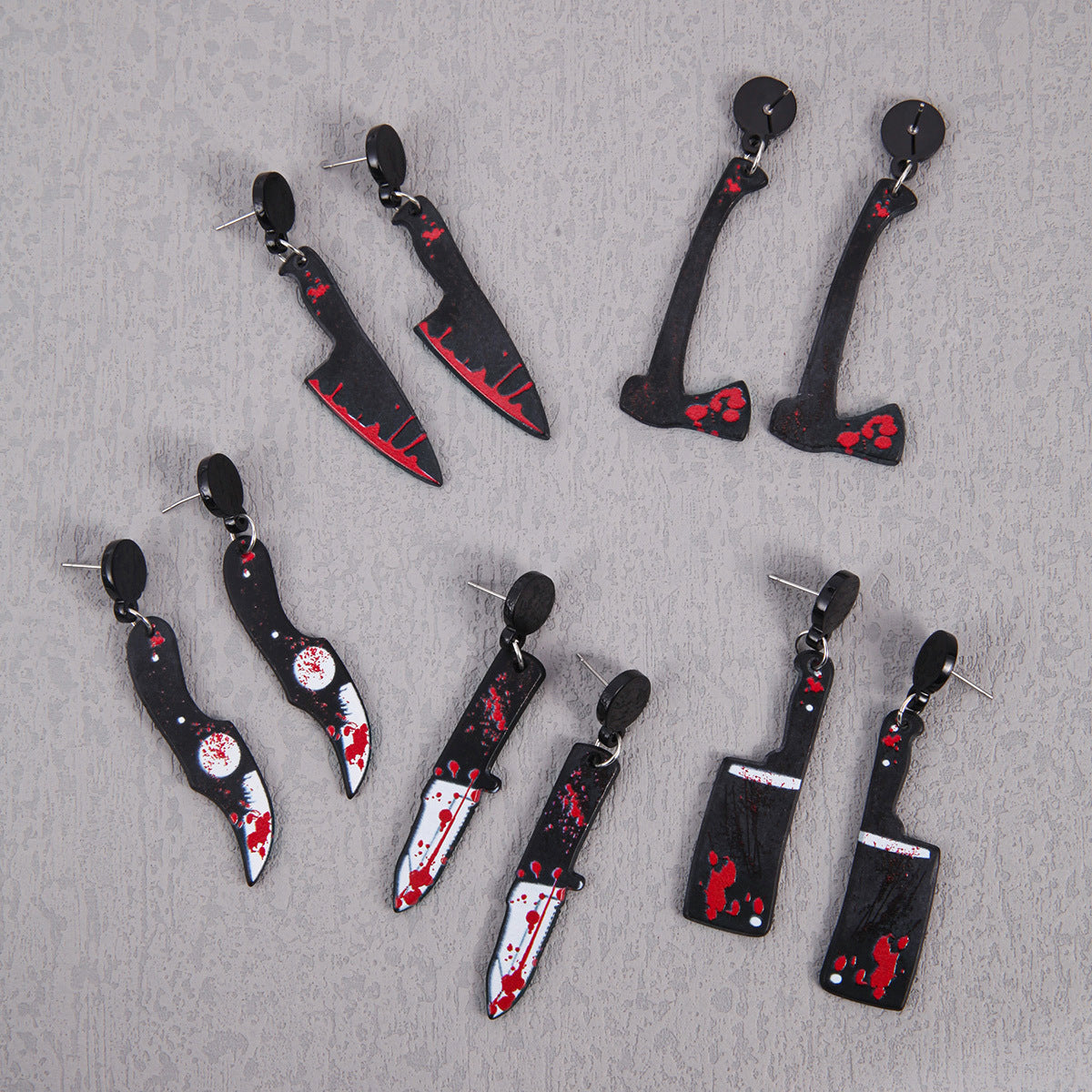 Wholesale  Kitchen Knife Earrings Acrylic Blood Red Horror Masquerade Jewelry Accessory For Women Boutique Resale Gift