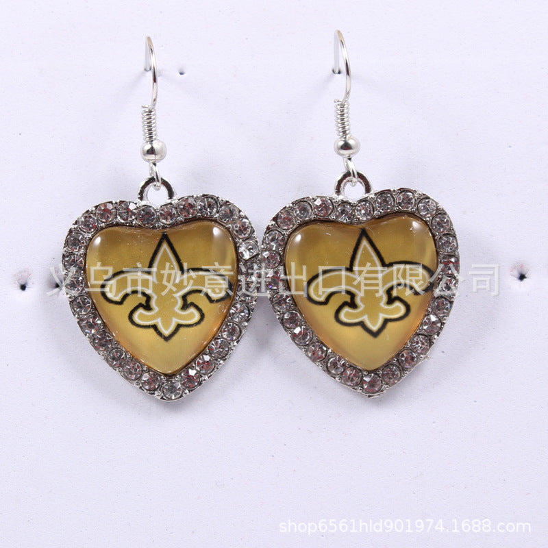 Wholesale Peach Dot Diamond Logo Earrings