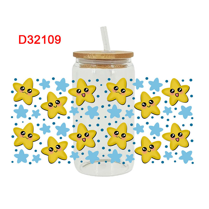 Wholesale Sun Moon Star Rainbow 16oz Cup UV DTF Wraps