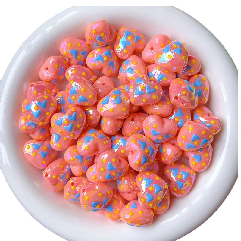 Wholesale 5pcs/pack Acrylic Hand-painted Cut-out Luminous Love Beads