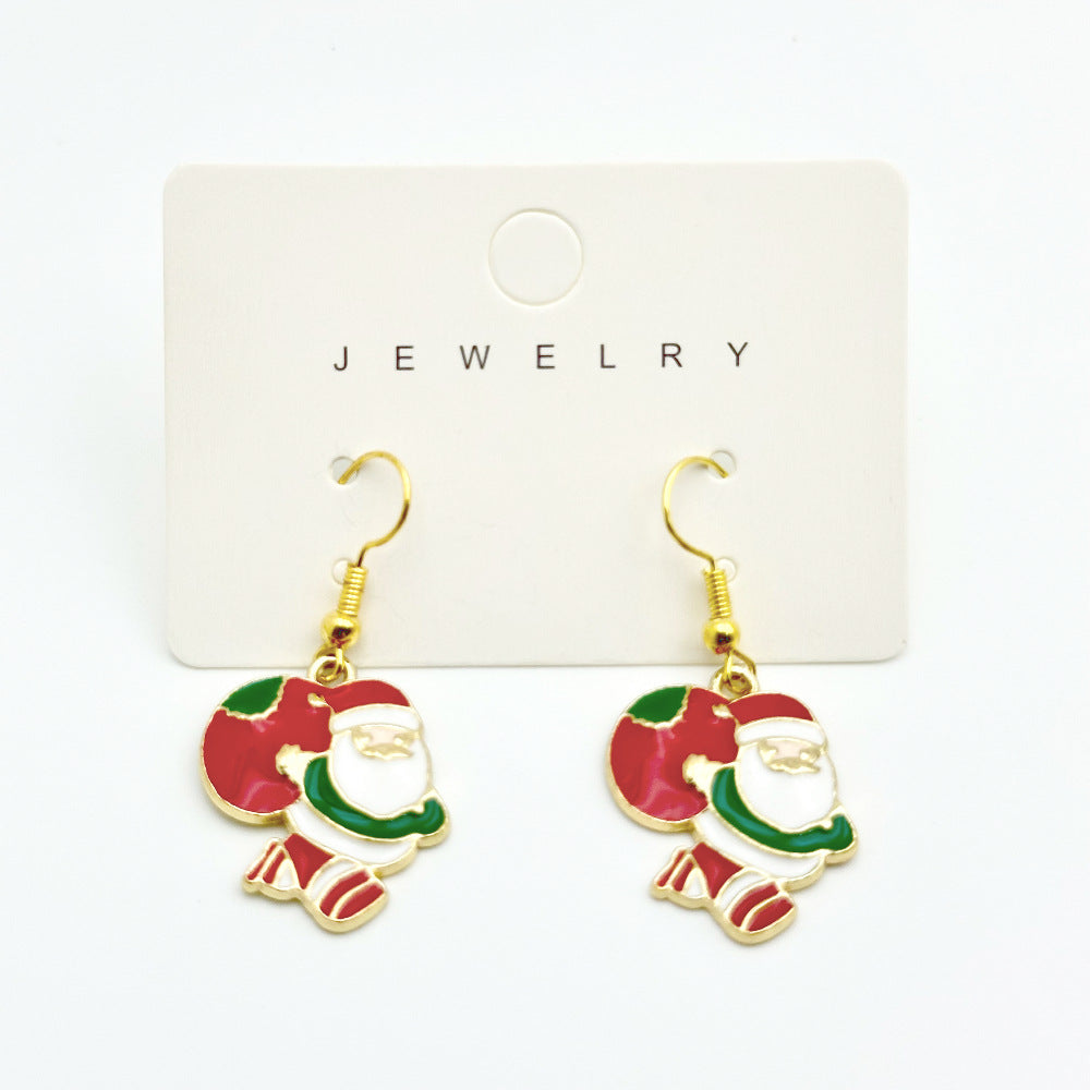 Wallesar Santa Claus Christmas Tree Cartoon Earrings
