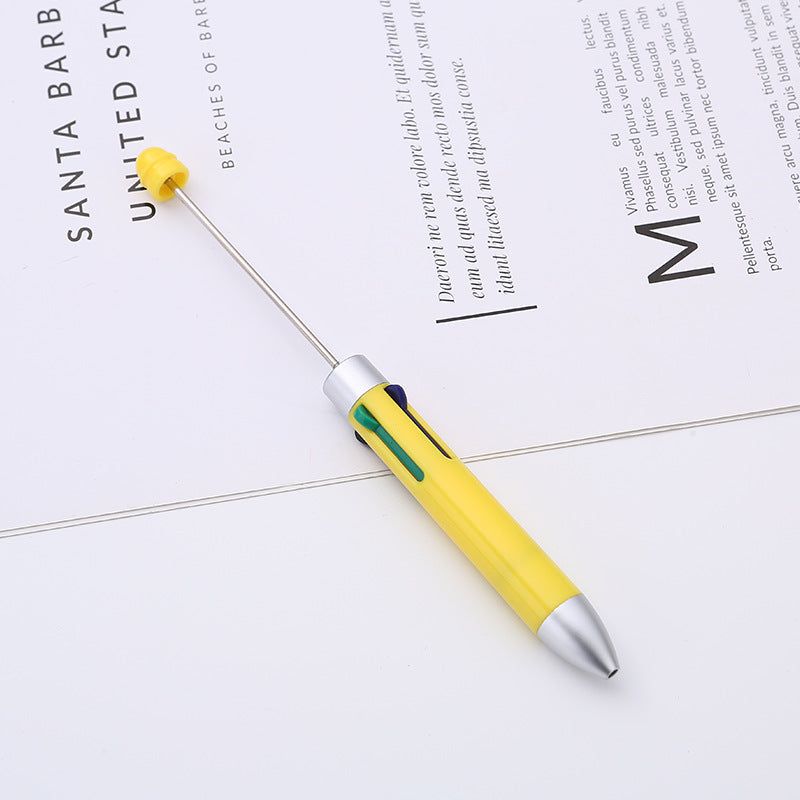 Wholesale DIY Beaded Multi Color Press Four Color Refill Plastic Ballpoint Pen