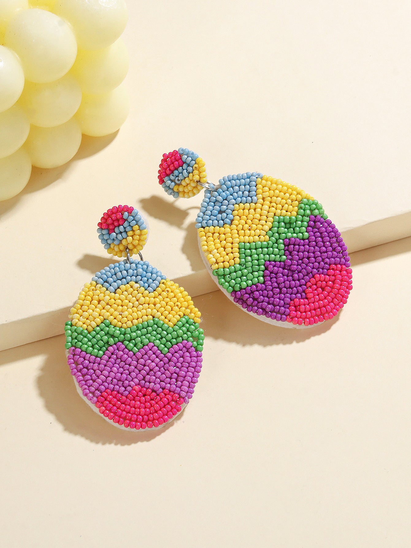 Wholesale New Easter Beaded Earrings Handmade Fabric Rice Beads Bohemian Creative Bunny Flower Basket Earrings