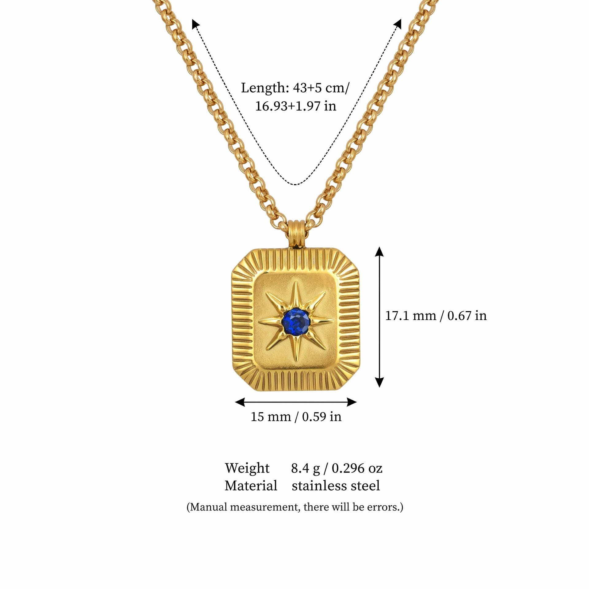 Wholesale 18K Gold Plated Eight Pointed Star Birthstone Pendant Necklace Sun Moon Star Charm Trendy Fashion Jewelry Accessory Boutique Resale Gift