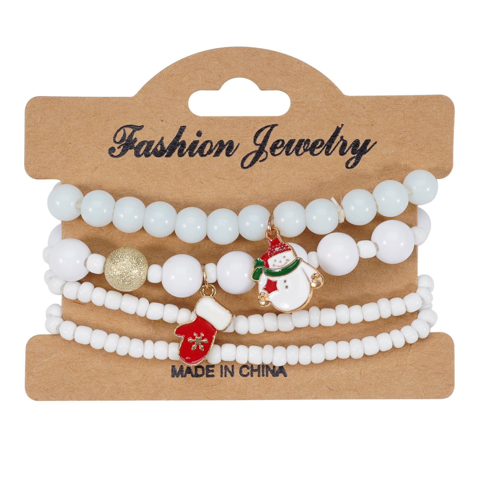 Wholesale Christmas Snowman Snowflake Christmas Tree Old Man Deer Hat Pendant Elastic Rope Bracelet