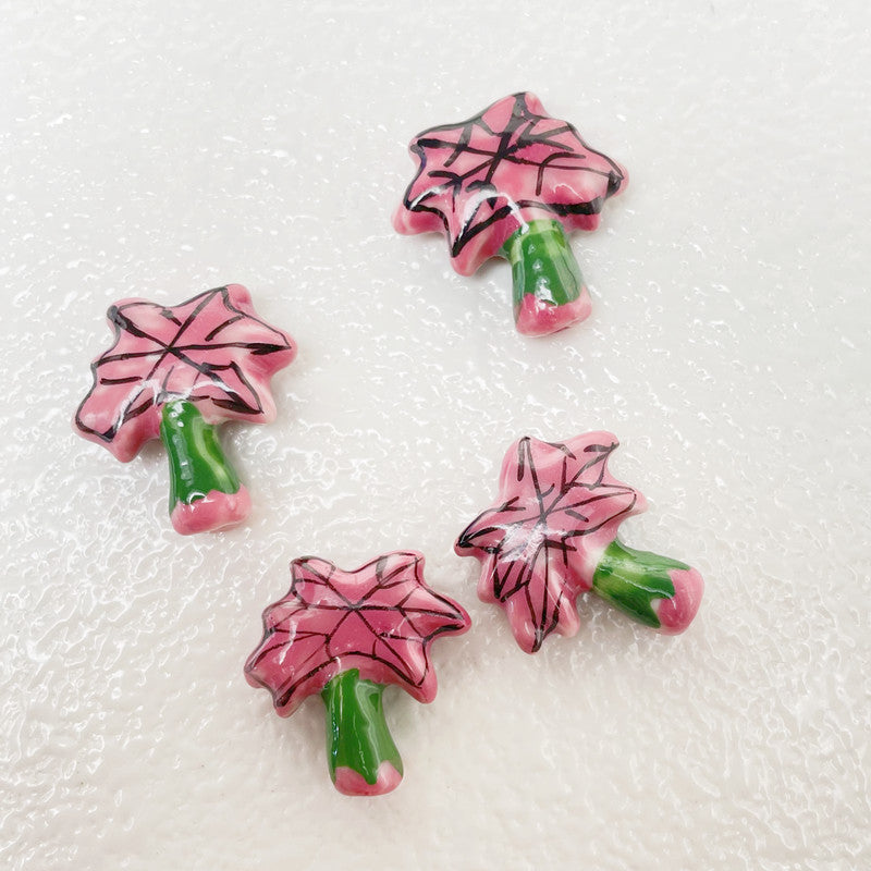 Wholesale Hand Drawn Coconut Tree Ceramic Loose Beads