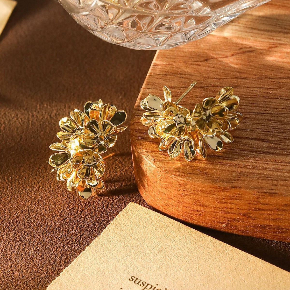 Wholesale Vintage Metal C Hoop Flower Earrings