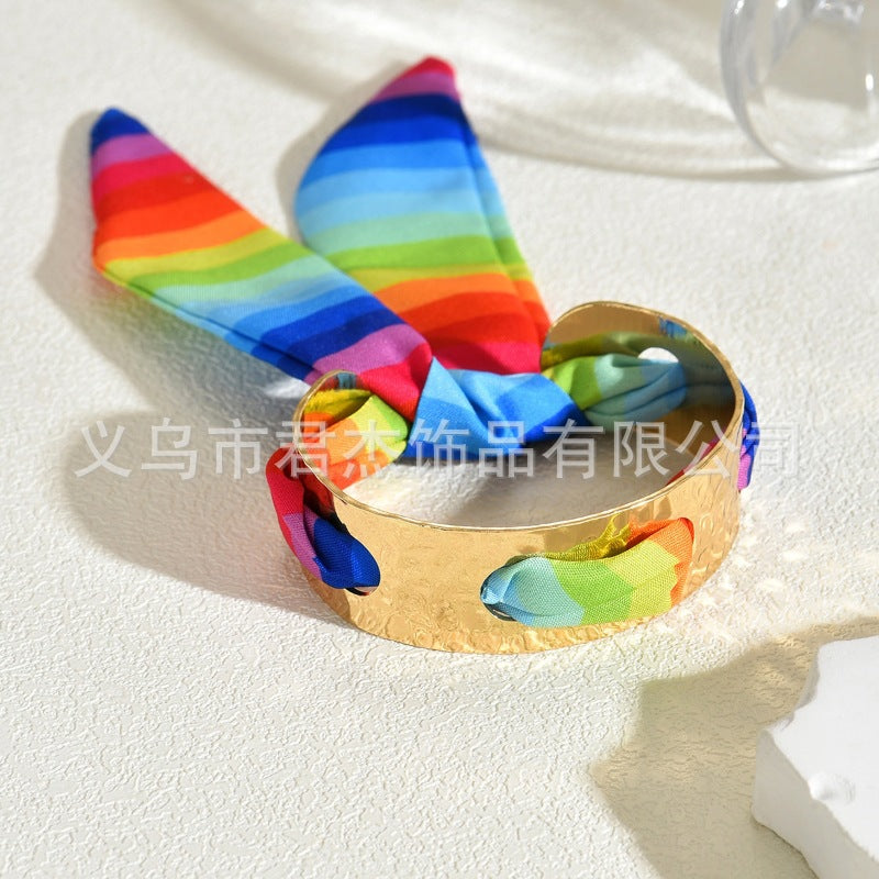 Wholesale Rainbow f heart metal irregular bracelet