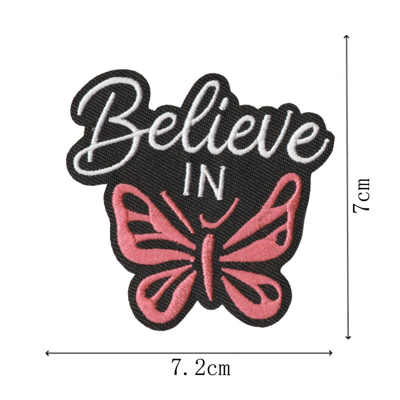 Wholesale Embroidered Iron On Patches Modern Black White Heart Quote Design 9Pc Heat Glue DIY For Clothing Bags Towels
