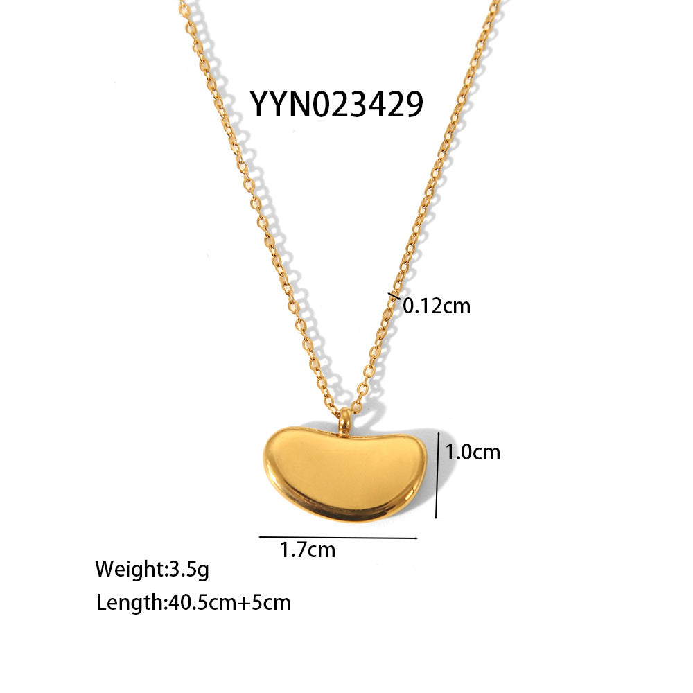 Wholesale Fashion Gold Ingot Necklace Gold Beans Autumn and Winter High-end Stainless Steel Jewelry Set