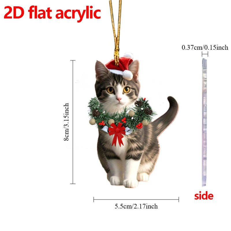 Wholesale Christmas Wreath Cat Style Acrylic Decorative Pendant