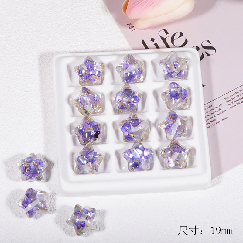 Wholesale Transparent colorful shell five-pointed star cloud through-hole beads