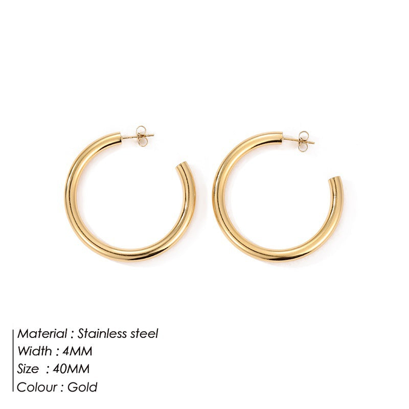 Wholesale C Shape Personality Stainless Steel Earrings