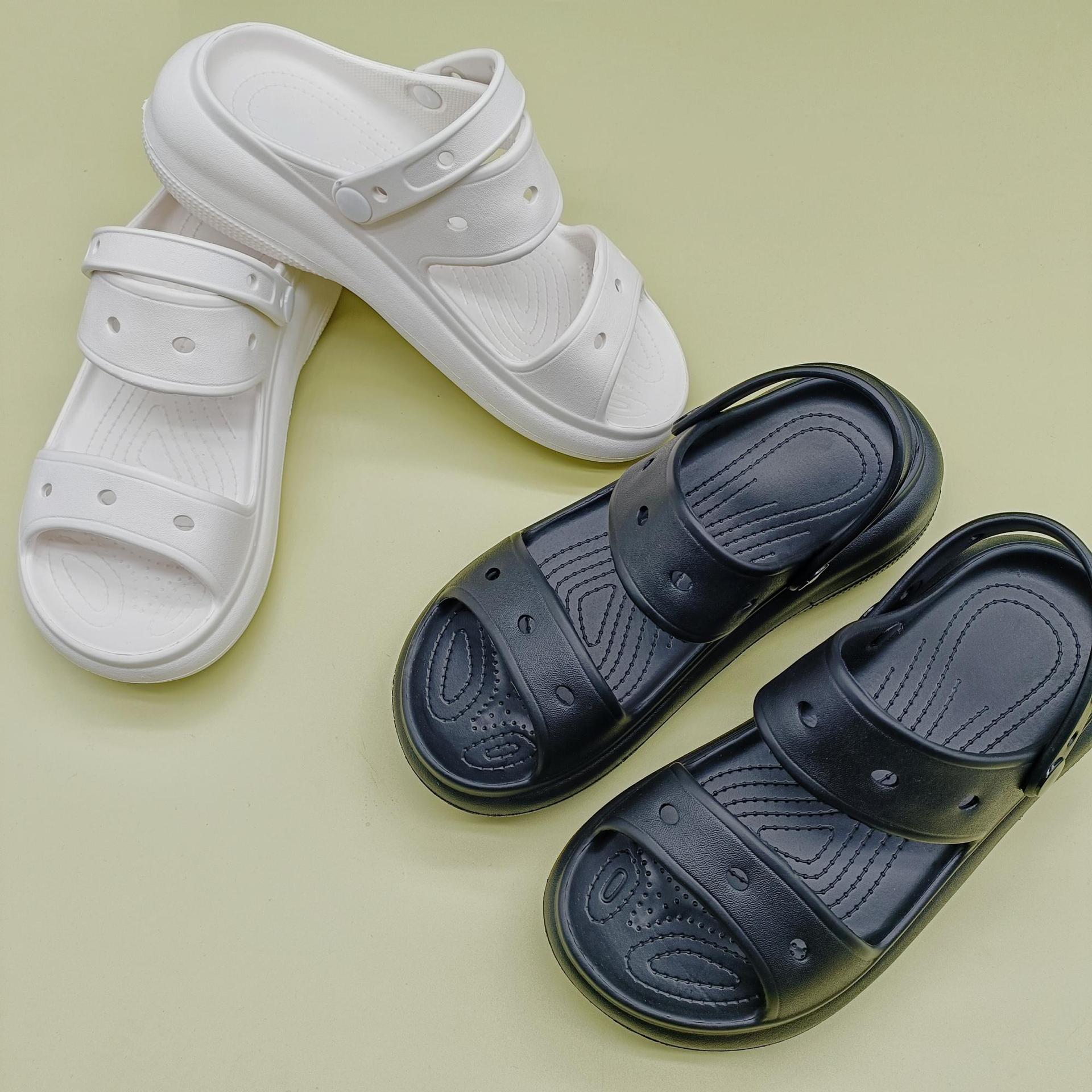 Wholesale Thick-soled Double-strap Sandals for Outer Wear Women's Pure Color Flip-flops slippers