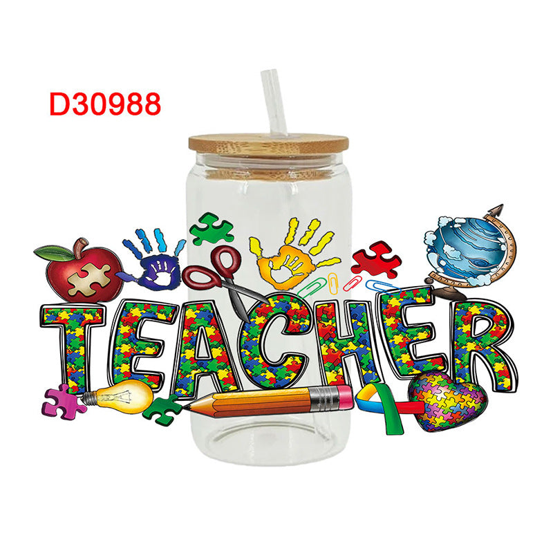Wholesale Color Puzzle Teacher's Day 16oz Cup UV DTF Wraps